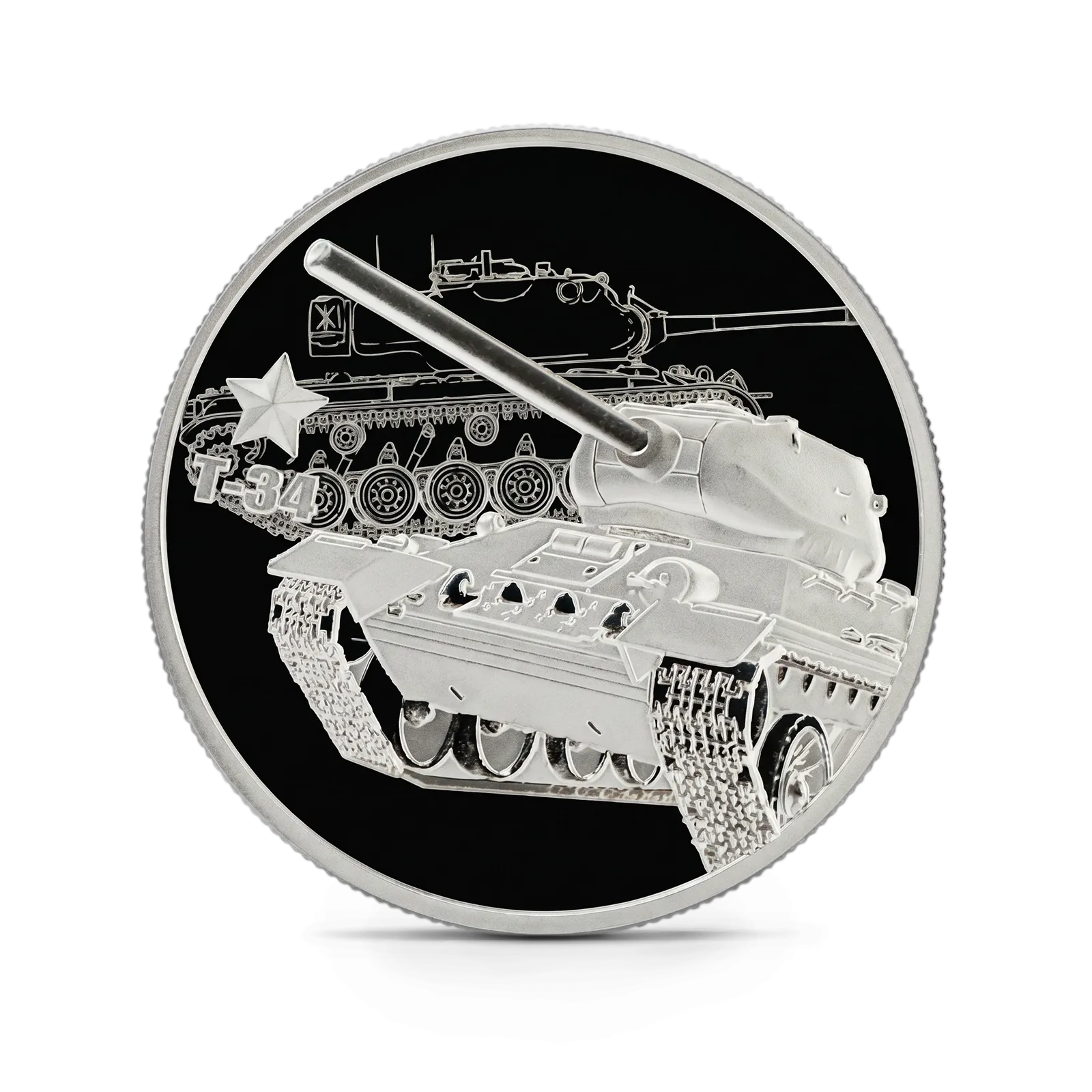 Монета "Танк Т34", 2024 г., Серебро, 31,1 гр., проба 999, ГАНА