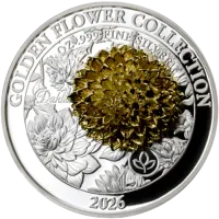 Монета "Георгин. Коллекция "Золотой цветок"",  2026 г., Серебро, 31,1 гр., проба 999, САМОА