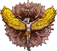 Монета "Икар", 2025 г., Серебро, 62,2 гр., проба 999, КАМЕРУН