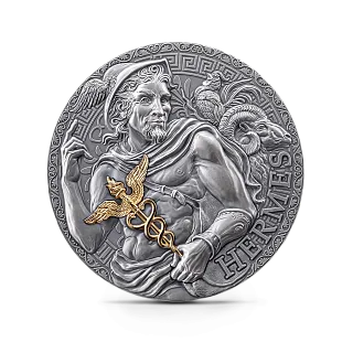 Монета "Гермес", 2024 г., Серебро, 93,3 гр., проба 999, КАМЕРУН