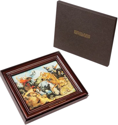 Монета «Охота на Тигра» Питер Пауль Рубенс, 2016 г., Серебро, 500,00 гр., проба 999, КАМЕРУН