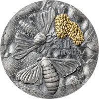 Монета "Шелкопряд",  2023 г., Серебро, 62,2 гр., проба 999, ГАНА