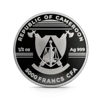 Монета "Российские летающие рептилии (Вертолеты)", 2024 г., Серебро, 31,1 гр., проба 999, КАМЕРУН