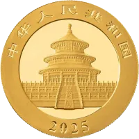 Монета «Панда», 2025 г., Золото, 8 гр., проба 999, КИТАЙ