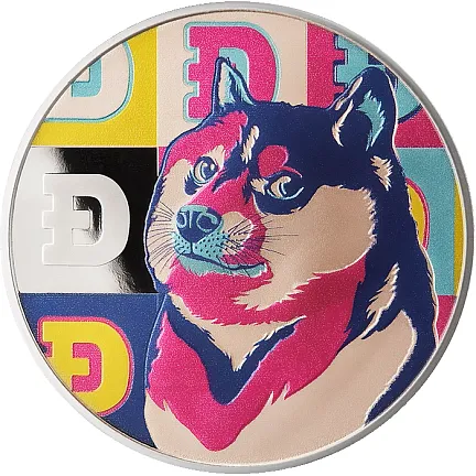 Жетон "Криптовалюта DOGECOIN", 2022 г., Серебро, 31,1 гр., проба 999,