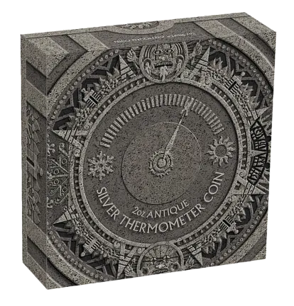 Монета "Термометр", 2018 г., Серебро, 62,2 гр., проба 999.9, ТУВАЛУ
