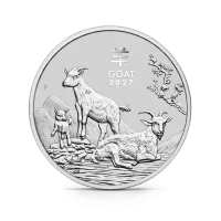 Монета "Лунный календарь Год Козы", 2027 г., Серебро, 155,5 гр., проба 9999, АВСТРАЛИЯ