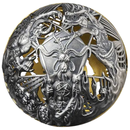 Монета "Рай и Ад", 2021 г., Серебро, 62,2 гр., проба 999, САМОА