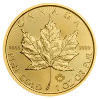 Монета «Кленовый лист», 2025 г., Золото, 31,1 гр., проба 9999, КАНАДА