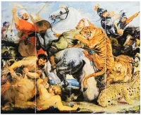 Монета «Охота на Тигра» Питер Пауль Рубенс, 2016 г., Серебро, 500,00 гр., проба 999, КАМЕРУН