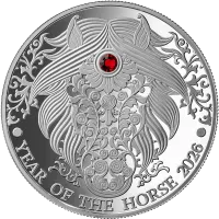 Монета "Год Лошади", 2026 г., Серебро, 15,55 гр., проба 999, ГАНА