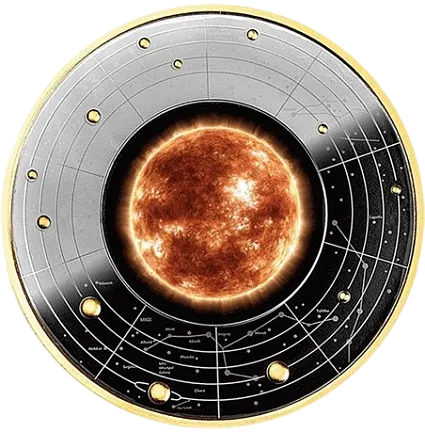 Монета "Солнце",  2026 г., Серебро, 17,5 гр., проба 999, КАМЕРУН