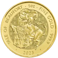 Монета Йель Бофорта. Королевские Звери Тюдоров, 2023 г., 31,1 гр., проба 999.9, СОЕДИНЕННОЕ КОРОЛЕВСТВО