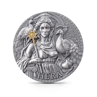Монета "Гера", 2024 г., Серебро, 93,3 гр., проба 999, КАМЕРУН