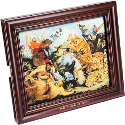 Монета «Охота на Тигра» Питер Пауль Рубенс, 2016 г., Серебро, 500,00 гр., проба 999, КАМЕРУН