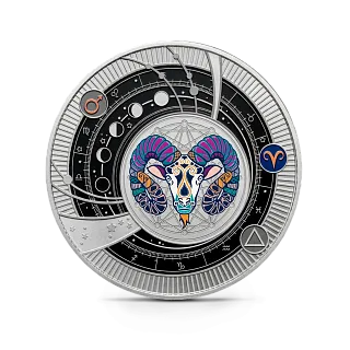 Монета "Знаки зодиака Овен. Подвеска", 2025 г., Серебро, 10 гр., проба 999, КАМЕРУН