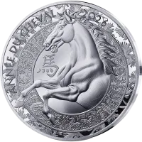 Монета "Год Лошади", 2026 г., Серебро, 22,2 гр., проба 999, ФРАНЦИЯ