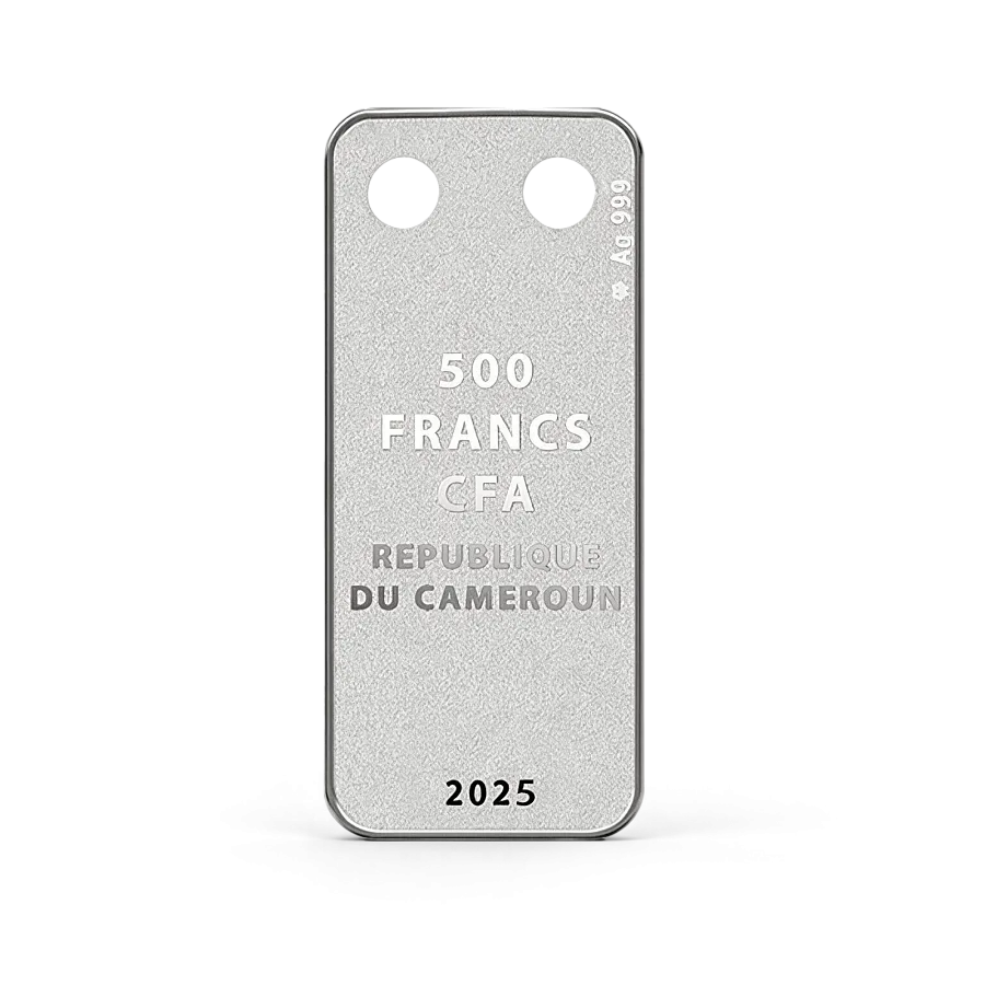 Монета "Кулон Год Змеи", 2025 г., Серебро, 10 гр., проба 999, КАМЕРУН
